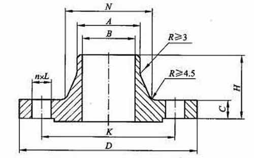 美標(biāo)帶頸平焊法蘭結(jié)構(gòu)圖